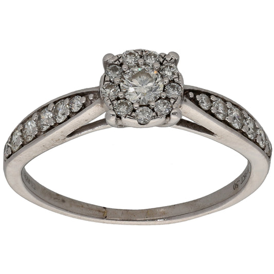 9ct White Gold 0.43ct Diamond Cluster Ring Size O