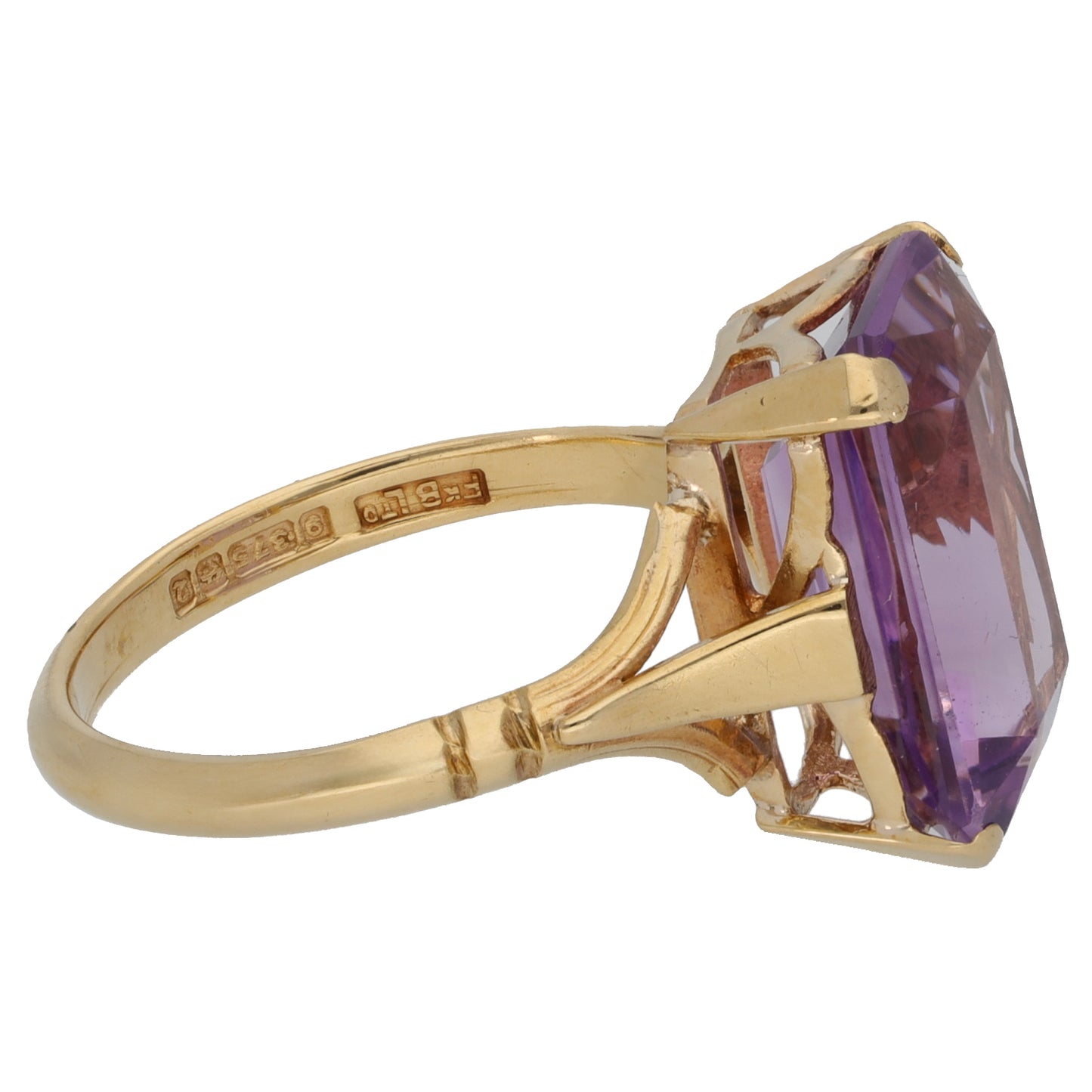 9ct Gold Amethyst Single Stone Ring Size N