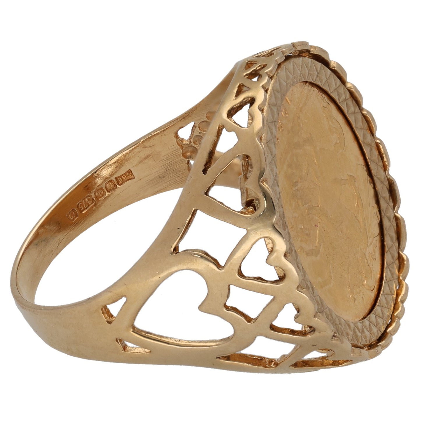 9ct Gold Half Sovereign Coin Ring Size U