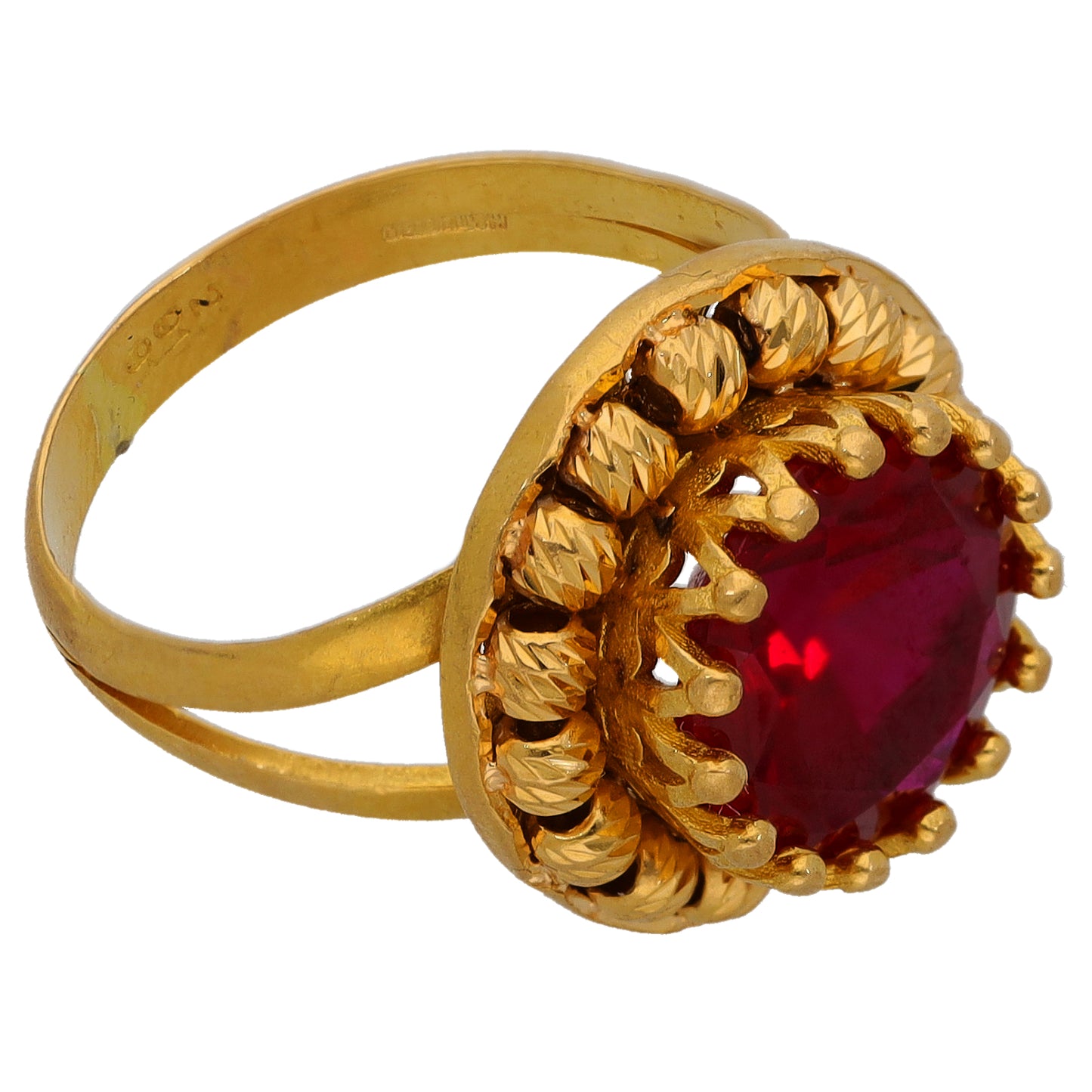 22ct Gold Imitation Gem Single Stone Ring Size M