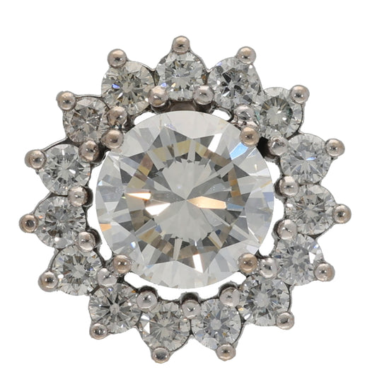 14ct White Gold 2.30ct Diamond Cluster Pendant