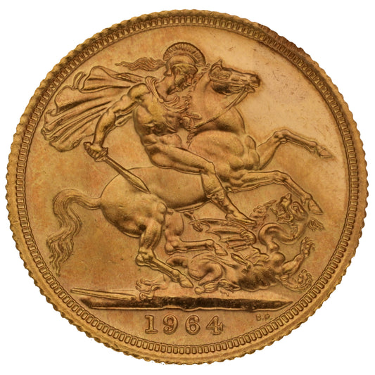22ct Gold Queen Elizabeth II Full Sovereign Coin 1964