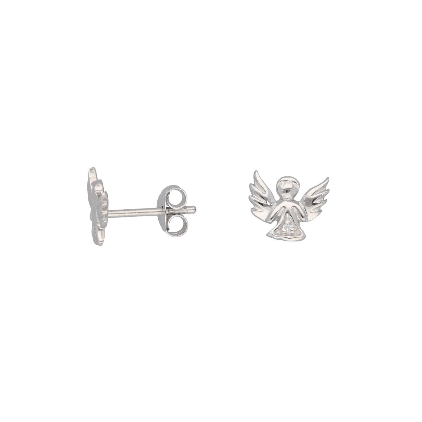 New Sterling Silver Cubic Zirconia Angel Stud Earrings