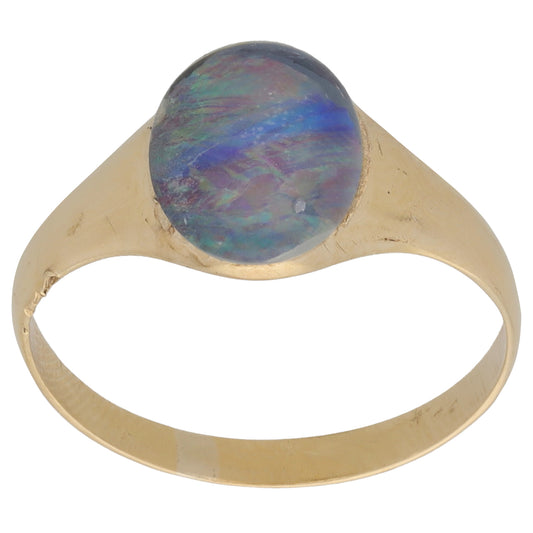 9ct Gold Opal Triplet Single Stone Ring Size O