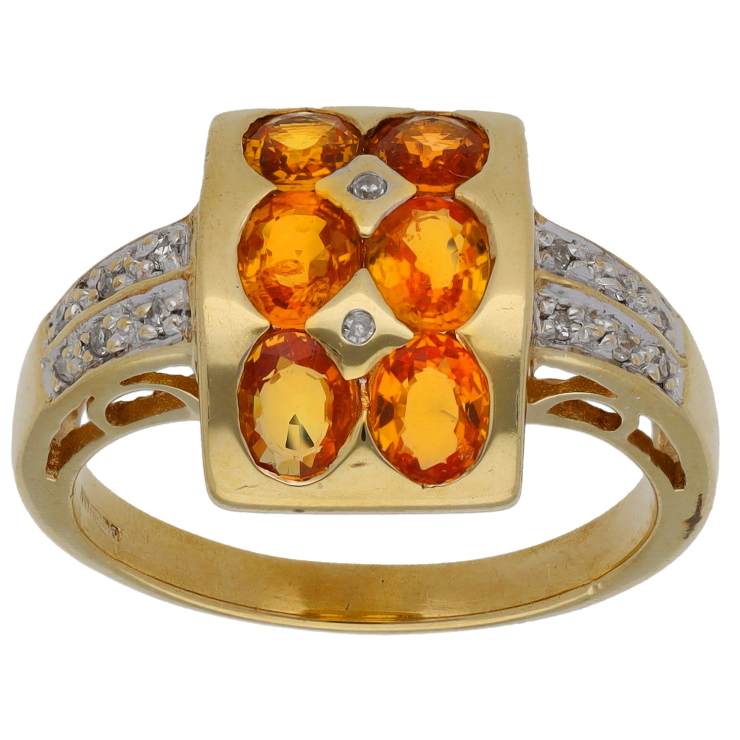 9ct Gold Sapphire & 0.11ct Diamond Dress/Cocktail Ring Size N