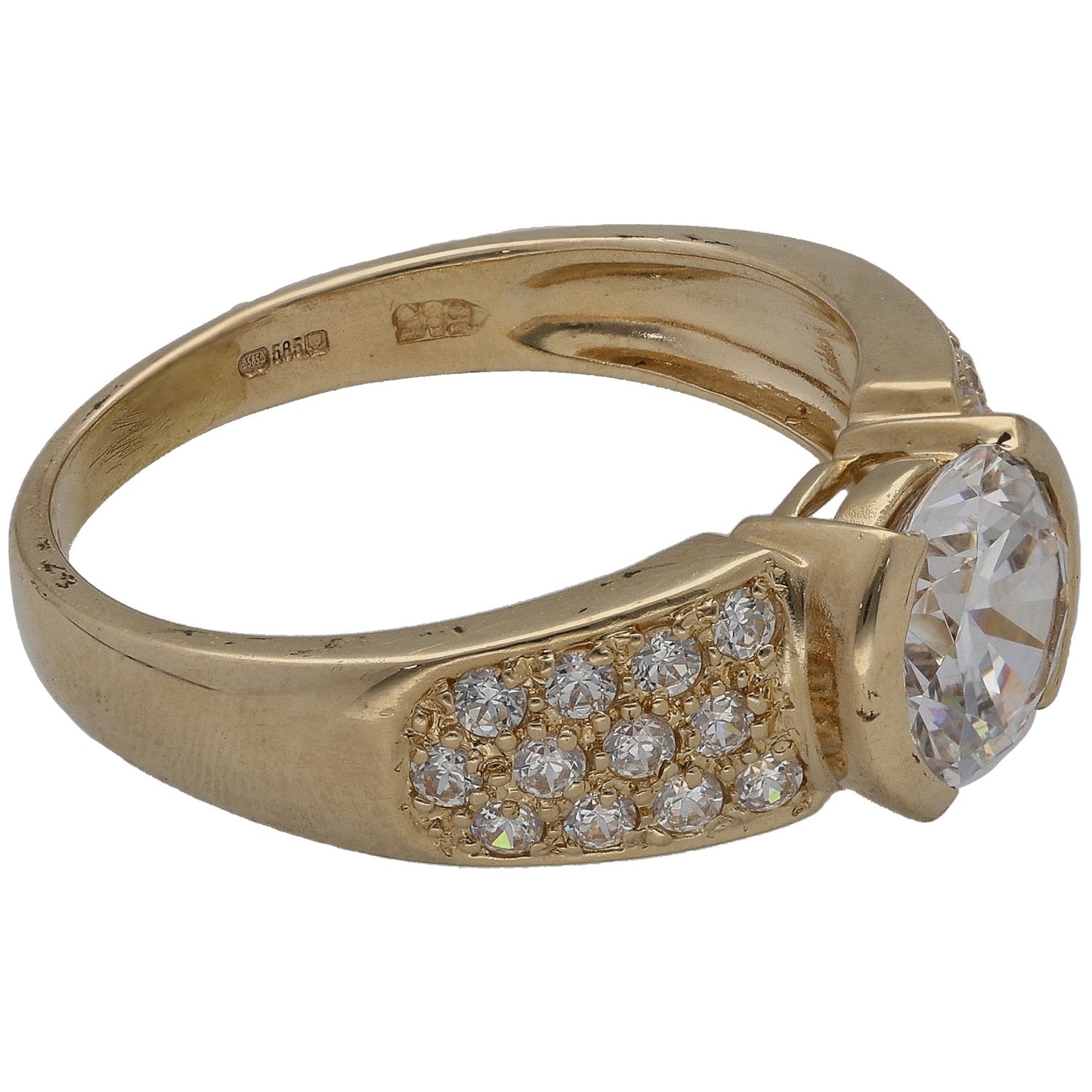 14ct Gold Cubic Zirconia Dress/Cocktail Ring Size S