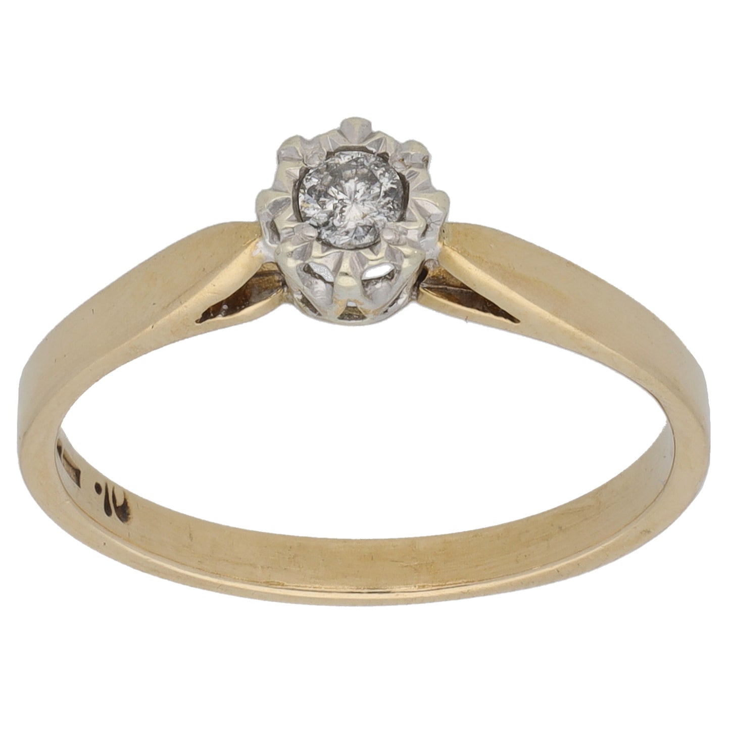 9ct Gold 0.10ct Diamond Solitaire Ring Size P