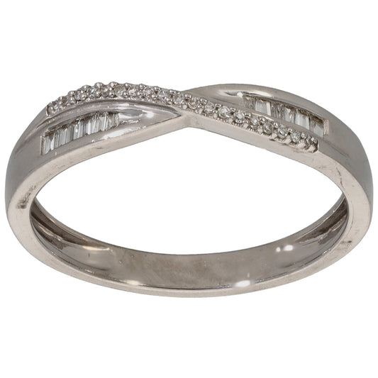 9ct White Gold 0.10ct Diamond Half Eternity Ring Size O
