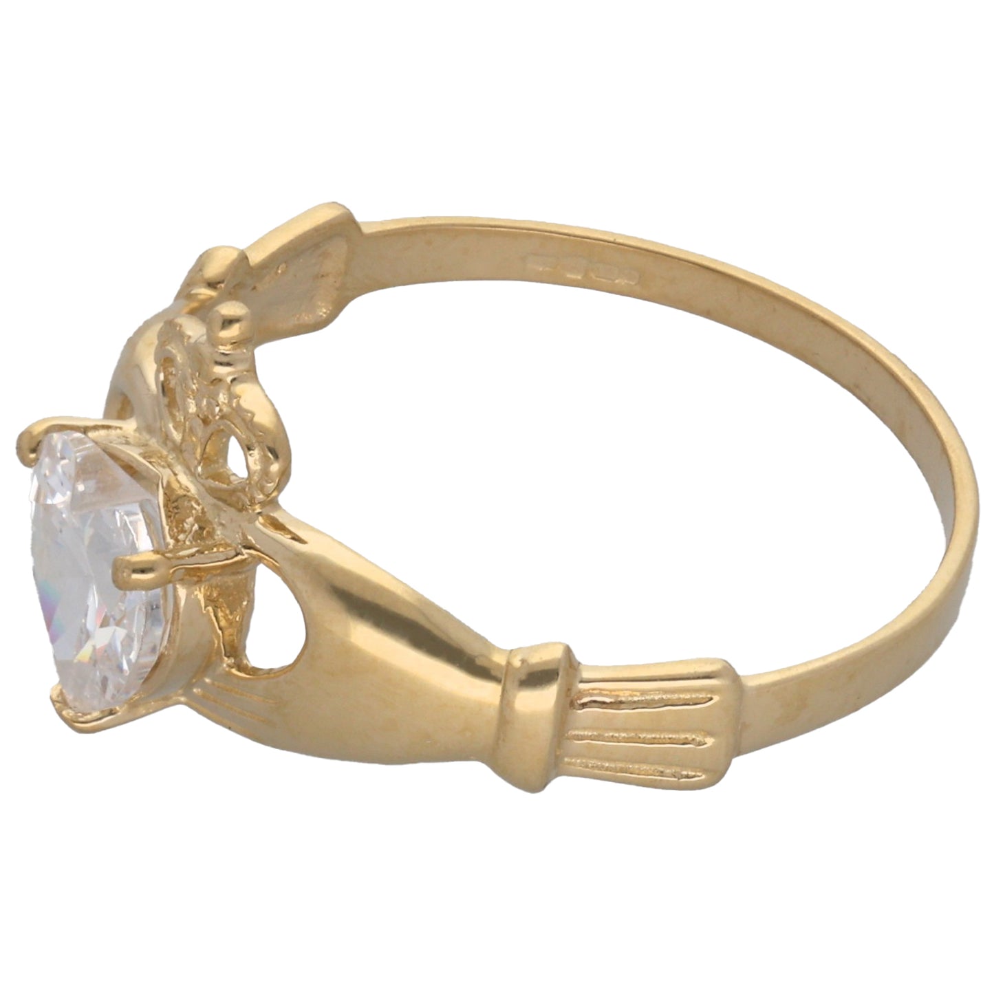 New 9ct Gold Cubic Zirconia Claddagh Ring