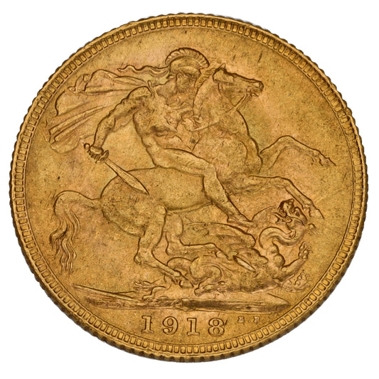 22ct Gold King George V Full Sovereign Coin 1918