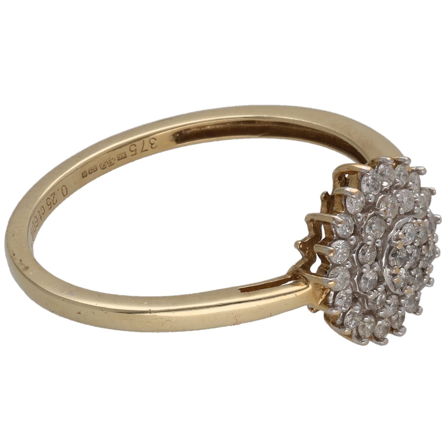 9ct Gold 0.25ct Diamond Cluster Ring Size N
