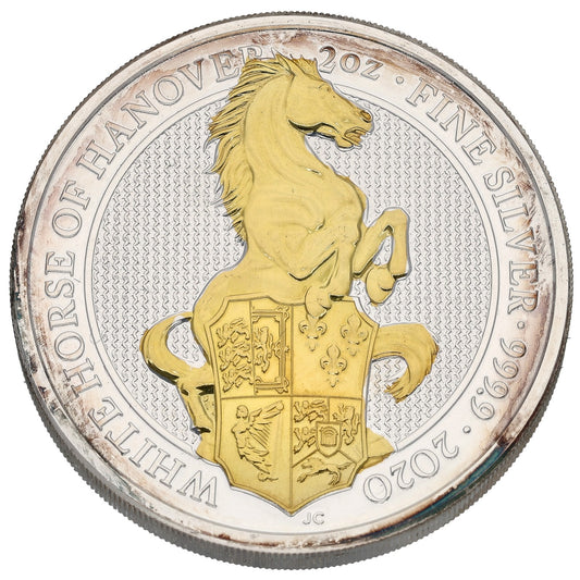 Fine Silver White Horse Of Hanover 2 OZ Coin 2020