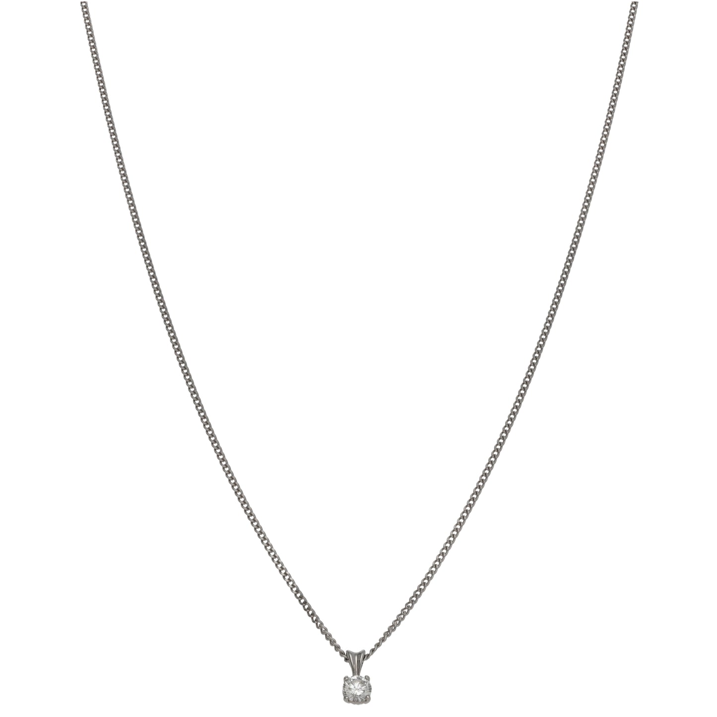 9ct White Gold 0.20ct Diamond Solitaire Pendant With Chain