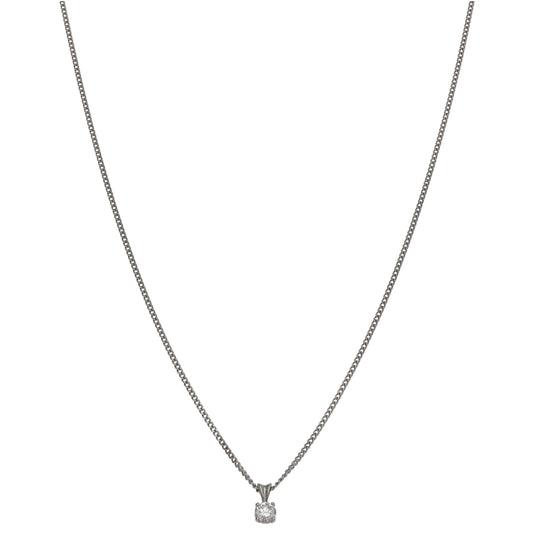 9ct White Gold 0.20ct Diamond Solitaire Pendant With Chain