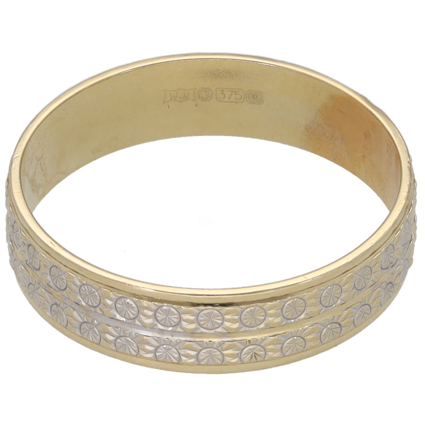 9ct Gold Patterned Wedding Ring Size Q
