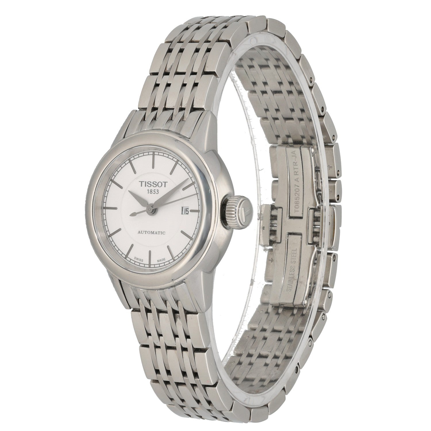 Tissot T-Classic T085207A, white dial, stainless steel, front angle image