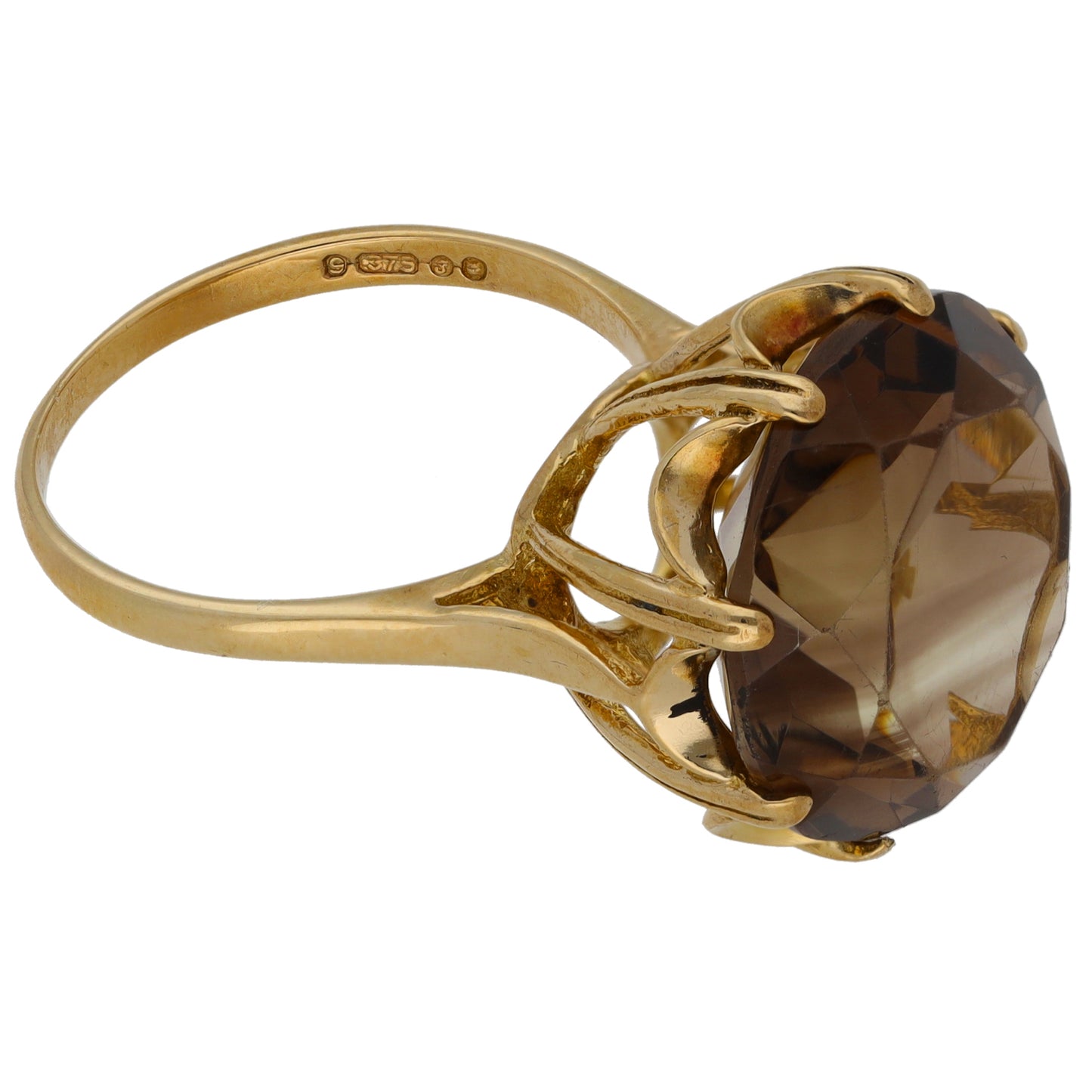 9ct Gold Smoky Quartz Single Stone Ring Size P