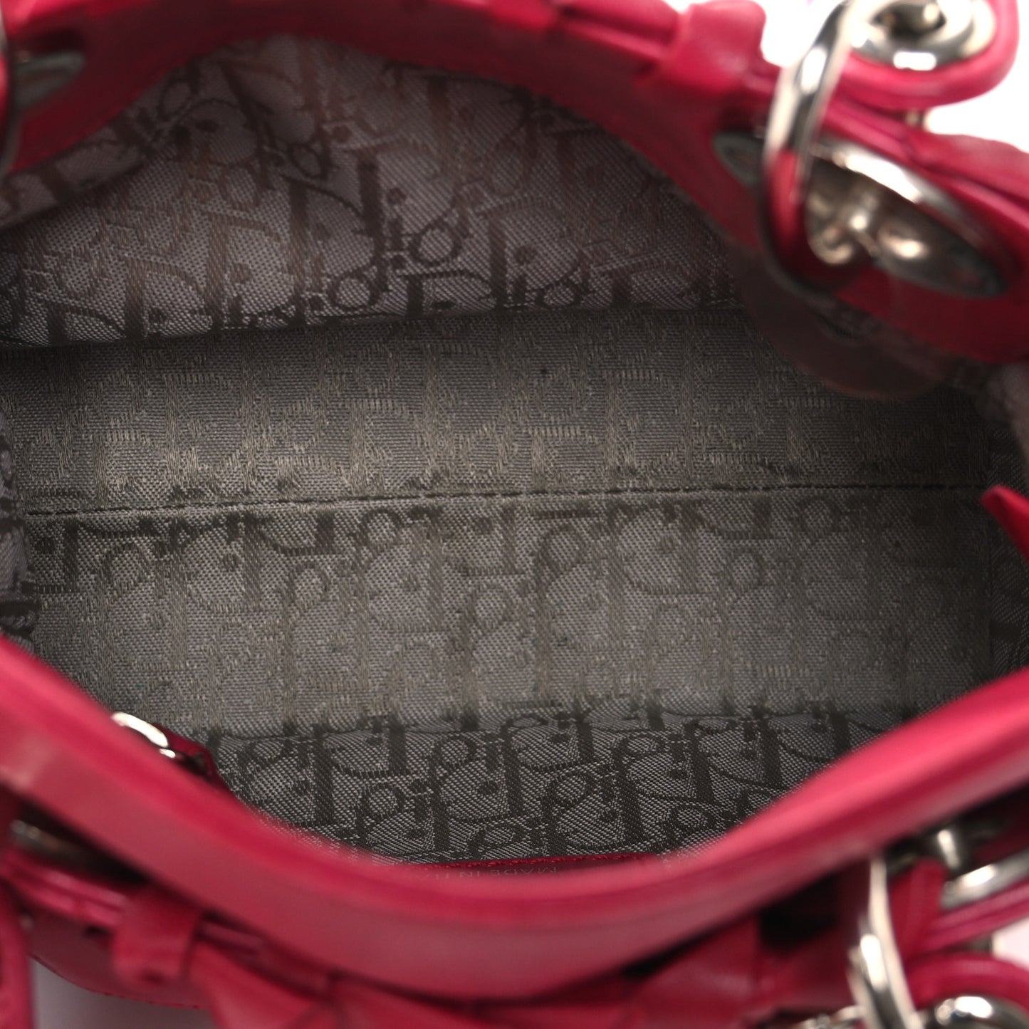 Christian Dior Cannage Bow Mini Lady Dior Leather Bag - Fuchsia