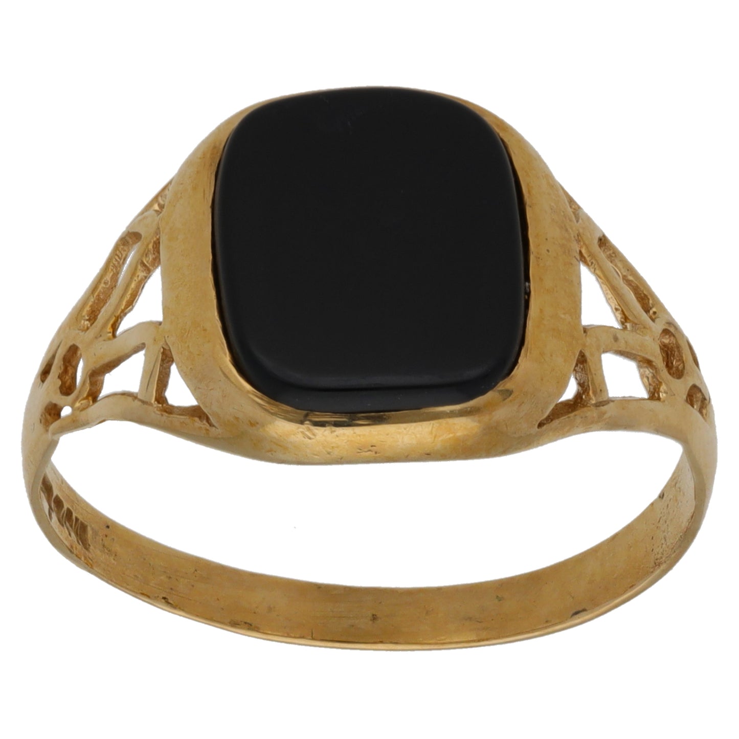 9ct Gold Onyx Patterned Signet Ring Size W
