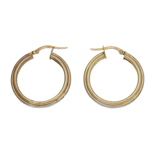 9ct Bi-Colour Gold Hoop Earrings