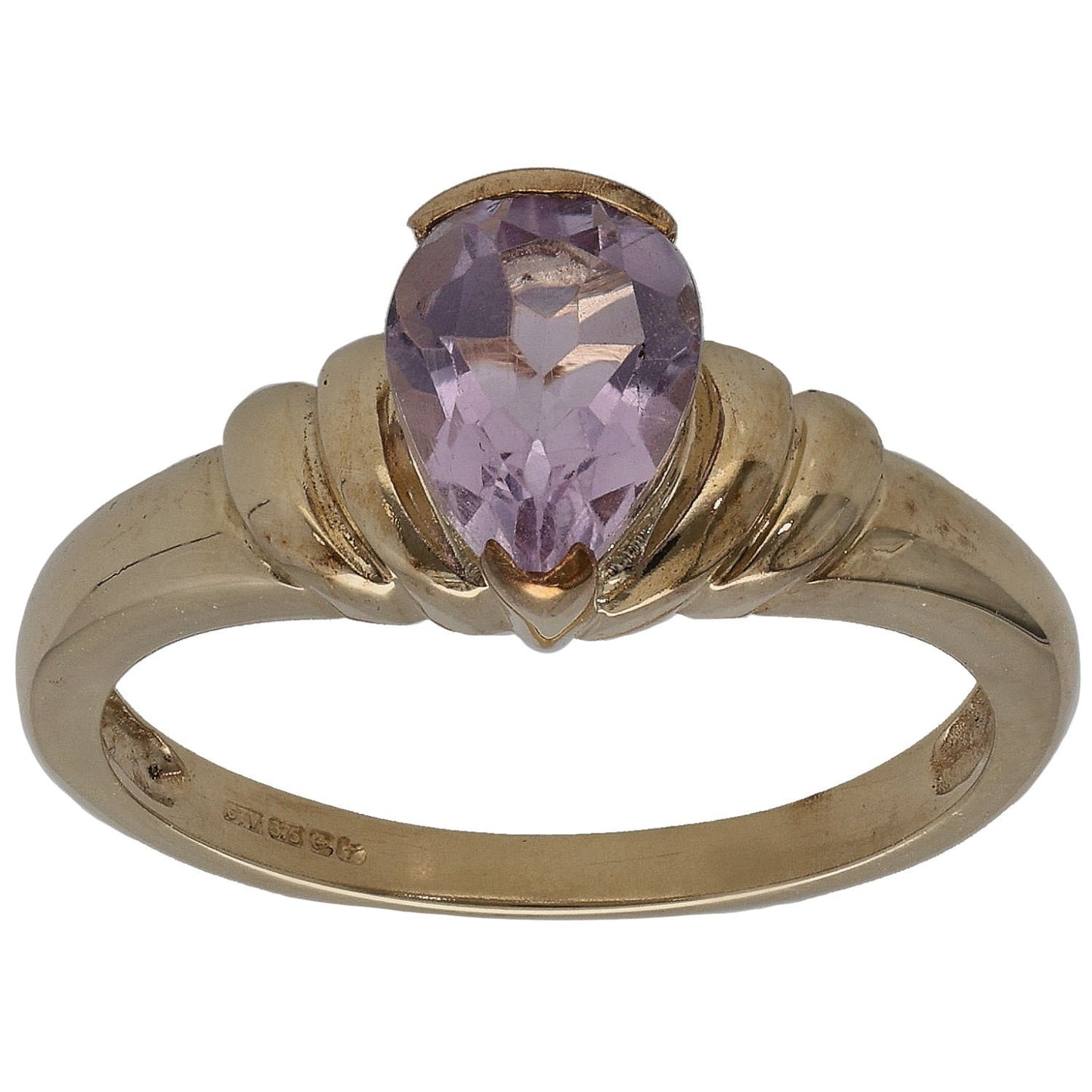 9ct Gold Amethyst Single Stone Ring Size N