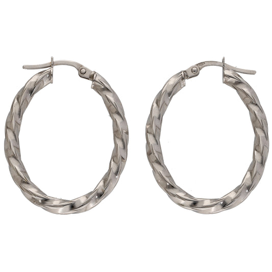 9ct White Gold Hoop Earrings
