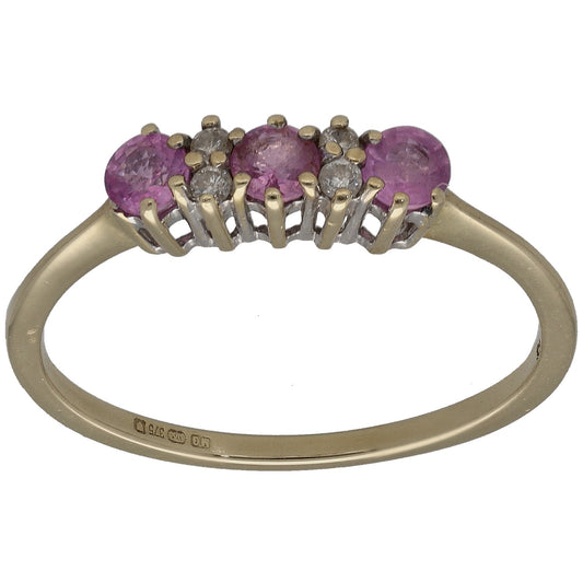 9ct Gold Sapphire & 0.02ct Diamond Dress/Cocktail Ring Size R