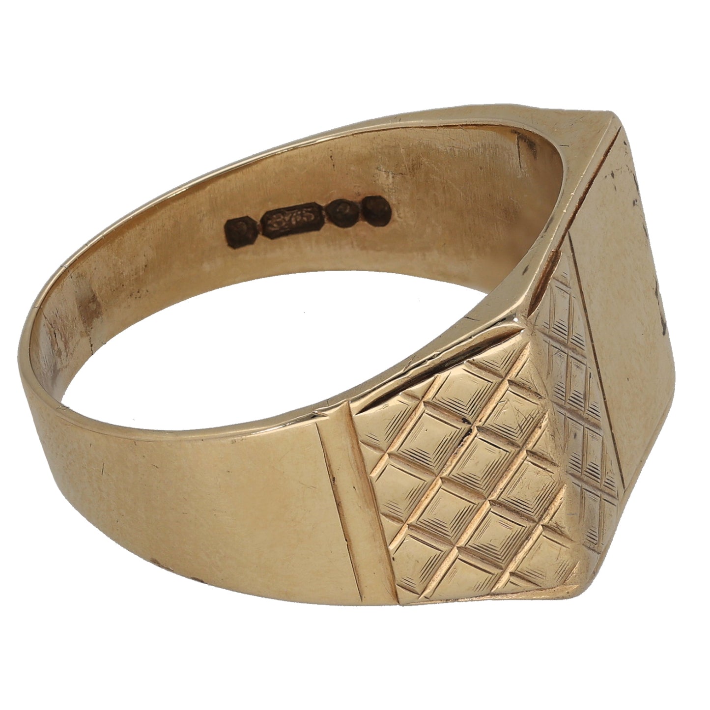 9ct Gold Patterned Signet Ring Size Z