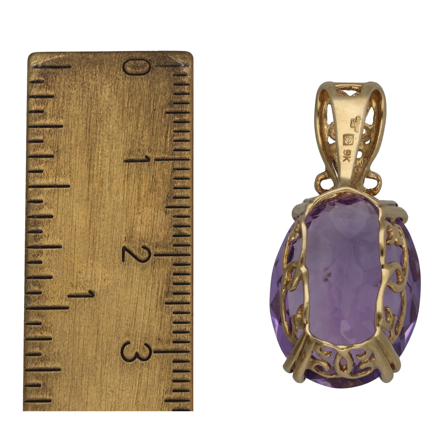 9ct Gold Amethyst Single Stone Pendant