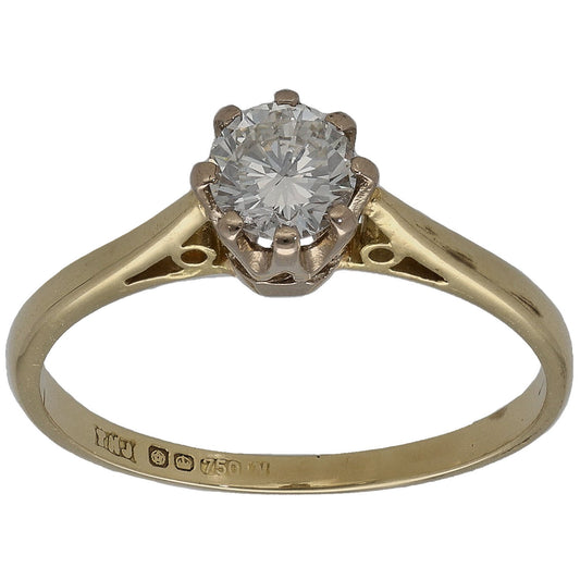 18ct Gold 0.36ct Diamond Solitaire Ring Size K