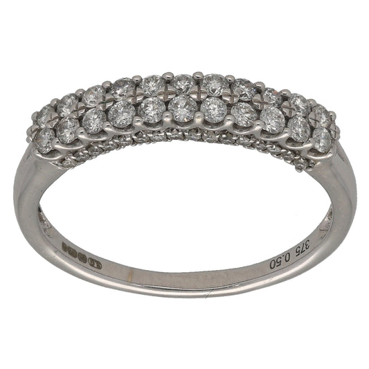 9ct White Gold 0.50ct Diamond Half Eternity Ring Size O