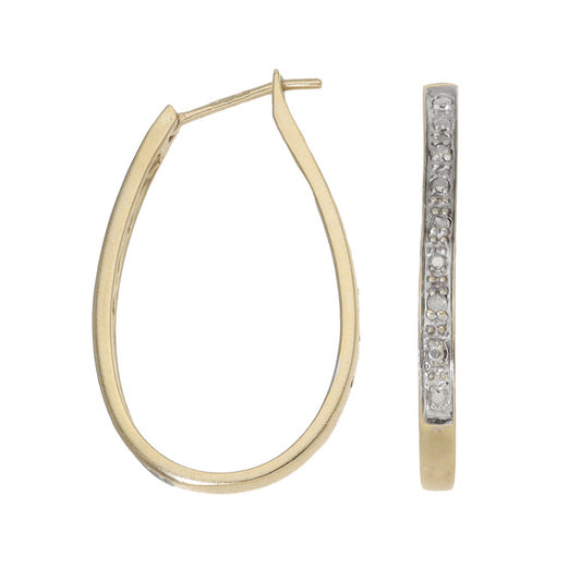 9ct Gold 0.10ct Diamond Hoop Earrings