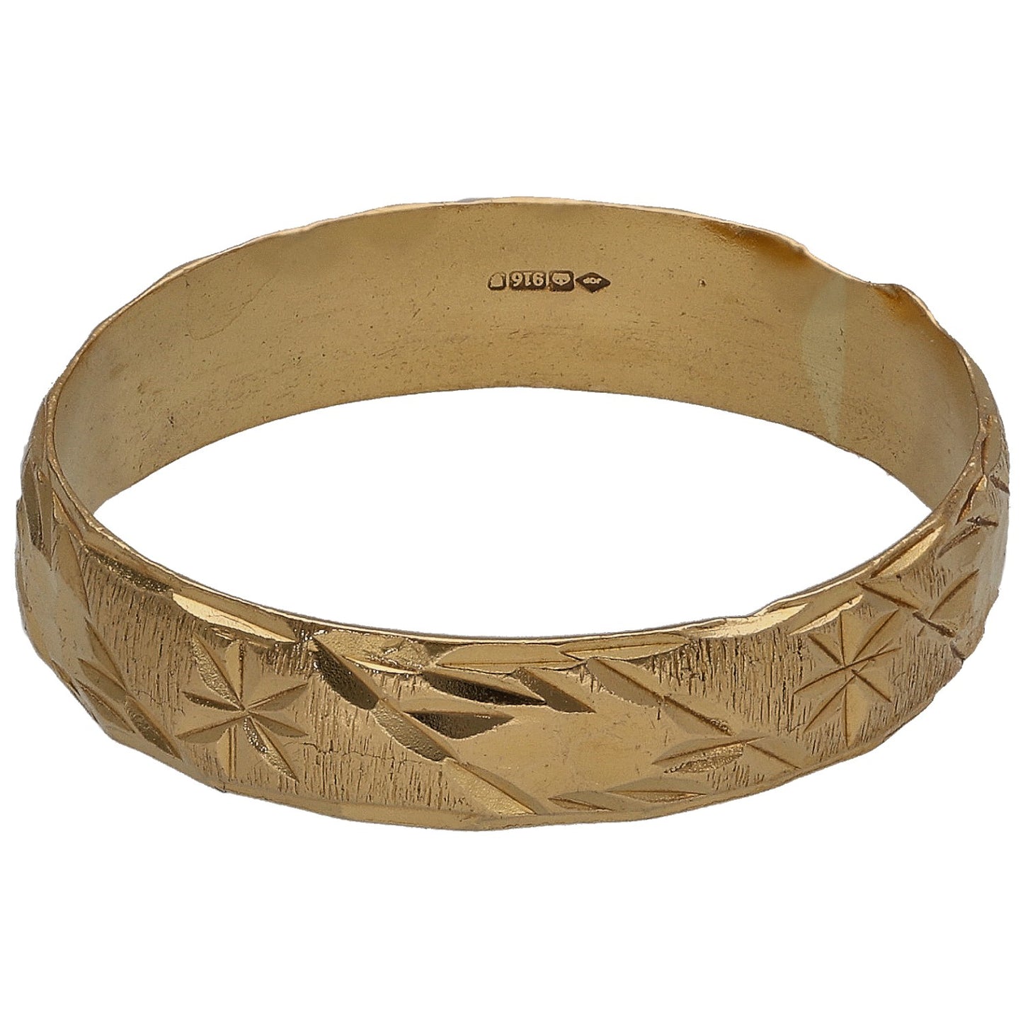 22ct Gold Patterned Wedding Ring Size Q