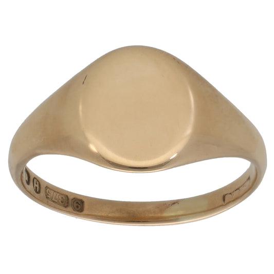 9ct Gold Plain Signet Ring Size L