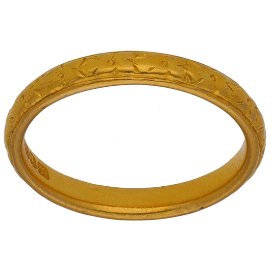 22ct Gold Patterned Wedding Ring Size M