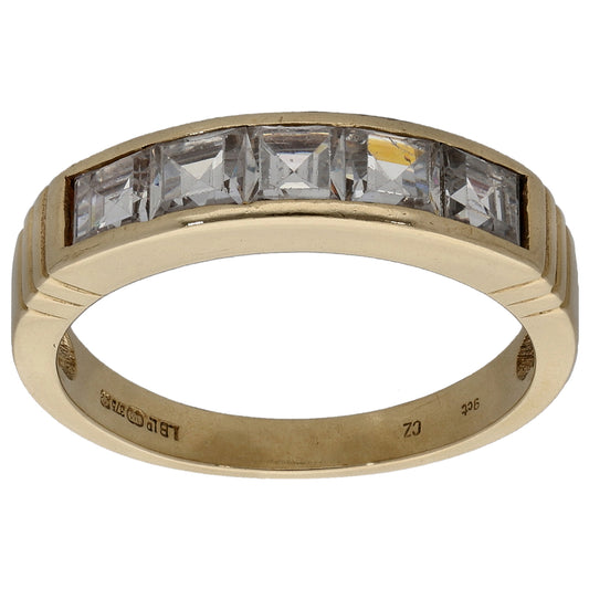 9ct Gold Cubic Zirconia Half Eternity Ring Size N