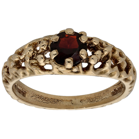 9ct Gold Garnet Dress/Cocktail Ring Size M