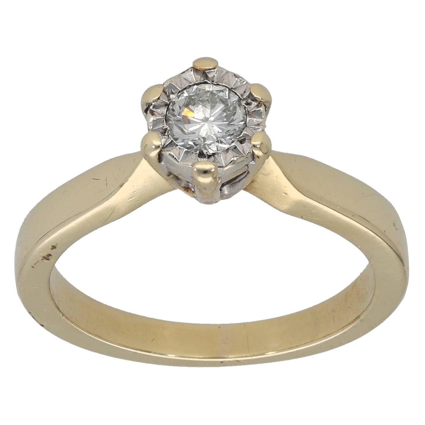 9ct Gold 0.25ct Diamond Solitaire Ring Size M