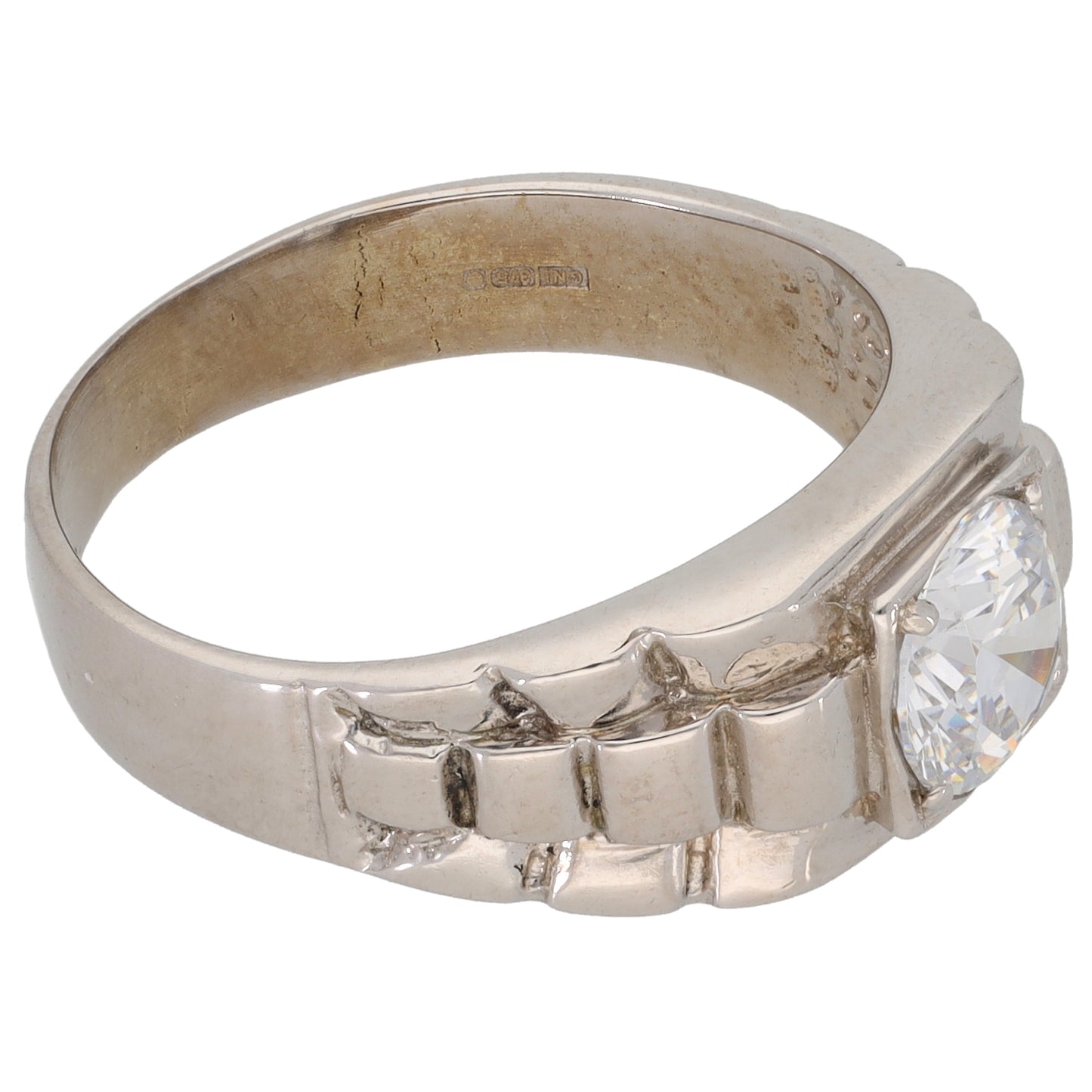 9ct White Gold Cubic Zirconia Alternative Ring Size U