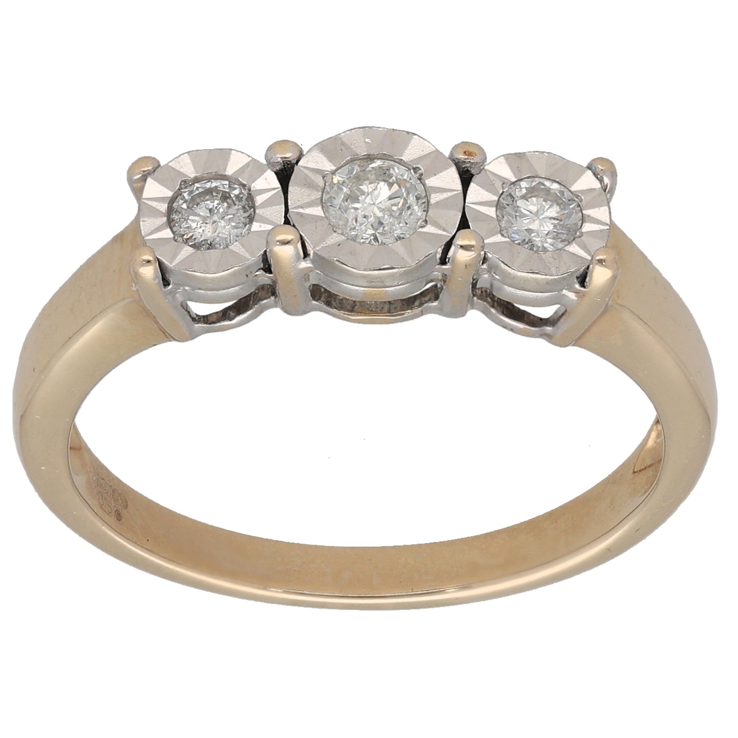 9ct Gold 0.21ct Diamond Trilogy Ring Size Q