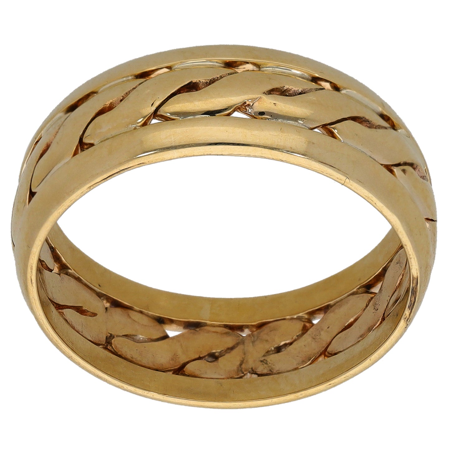 9ct Gold Patterned Wedding Ring Size R