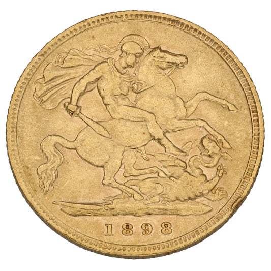 22ct Gold Queen Victoria Half Sovereign Coin 1898