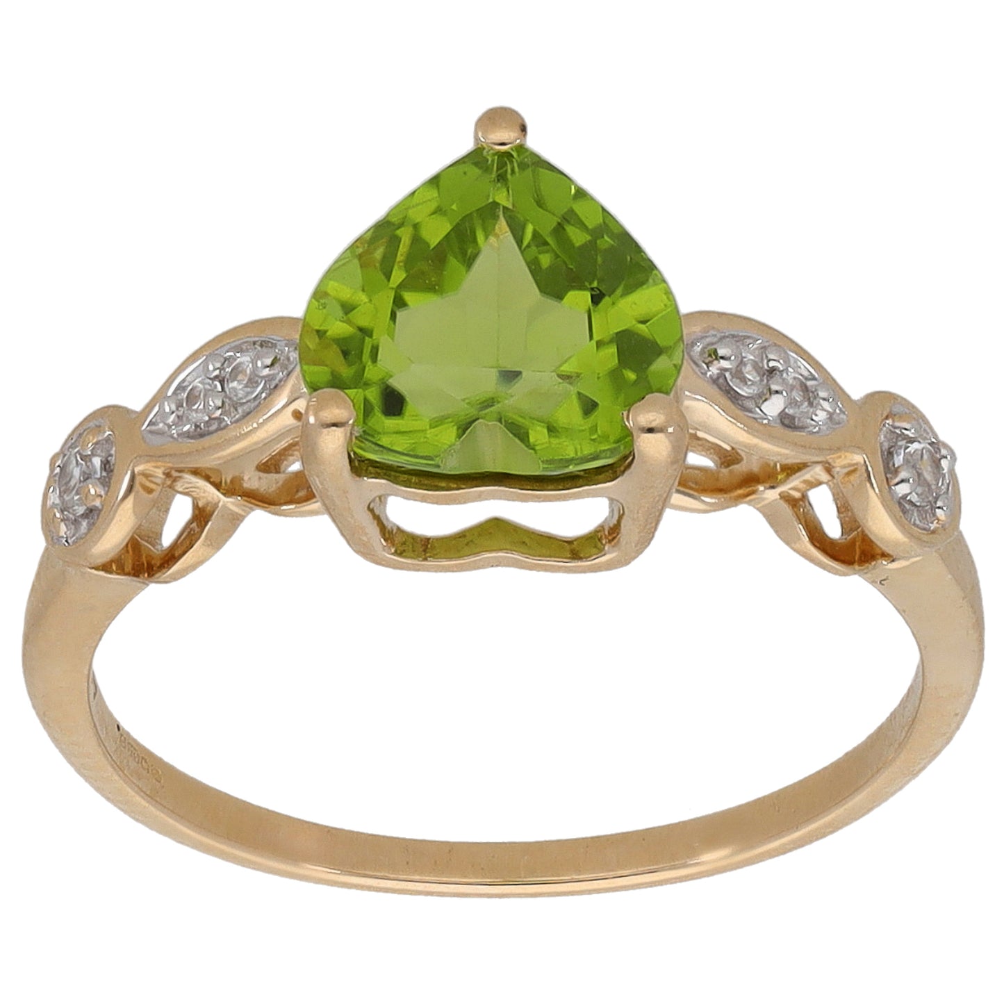 9ct Gold Sphene & White Topaz Dress/Cocktail Ring Size N