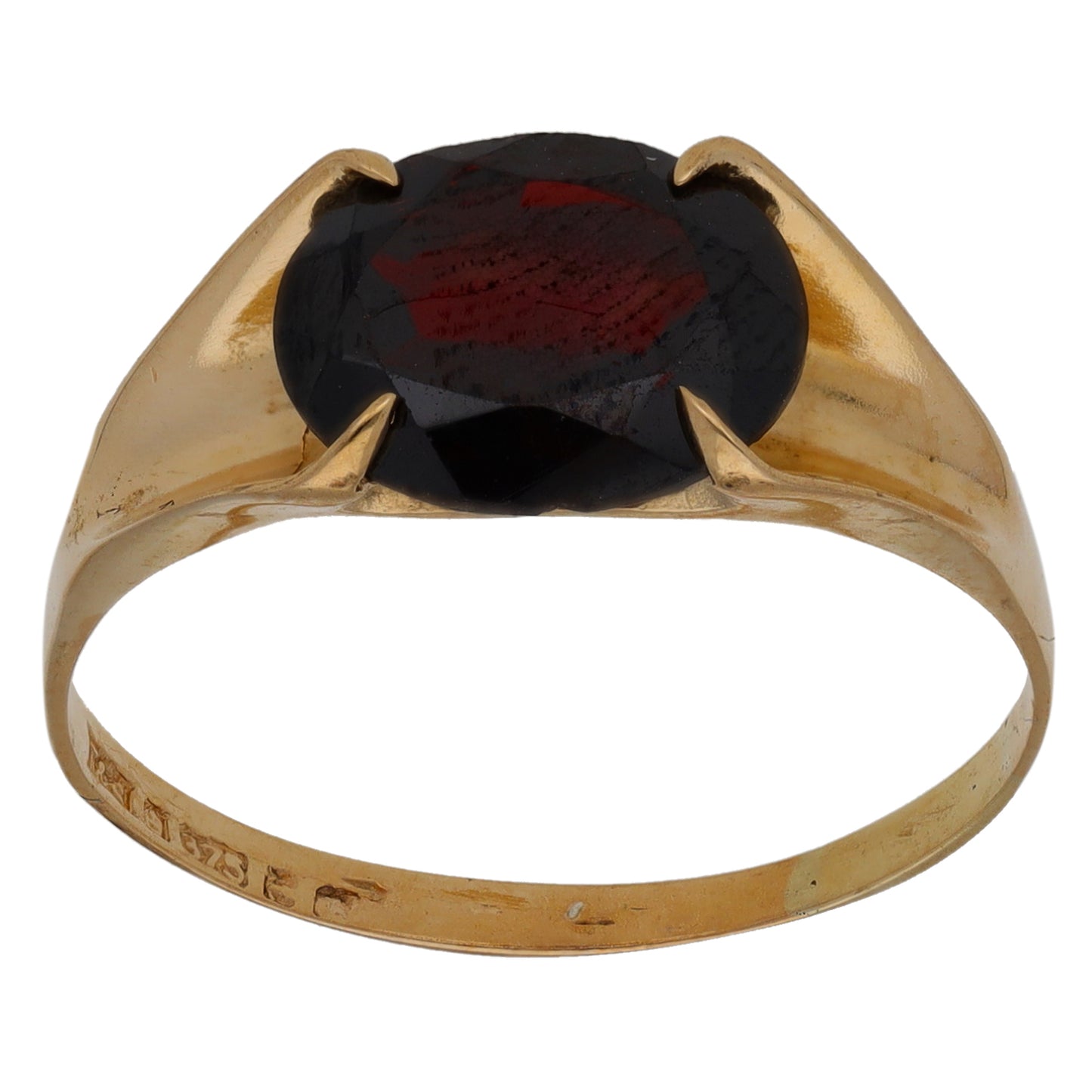 9ct Gold Garnet Single Stone Ring Size R