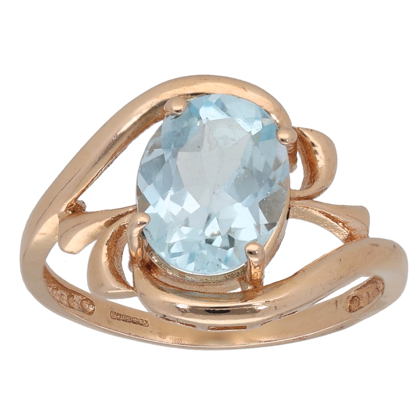 14ct Rose Gold Topaz Single Stone Ring Size Q