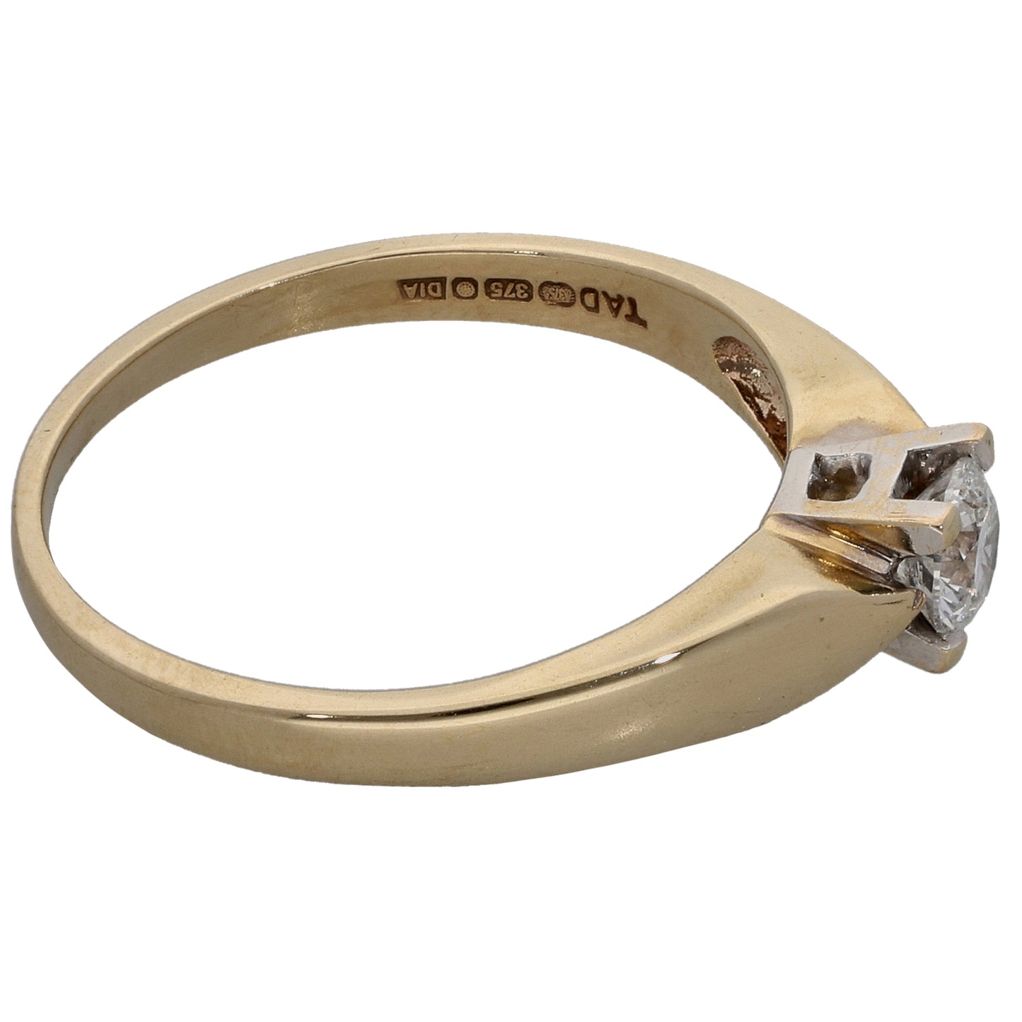 9ct Gold 0.25ct Diamond Solitaire Ring Size L