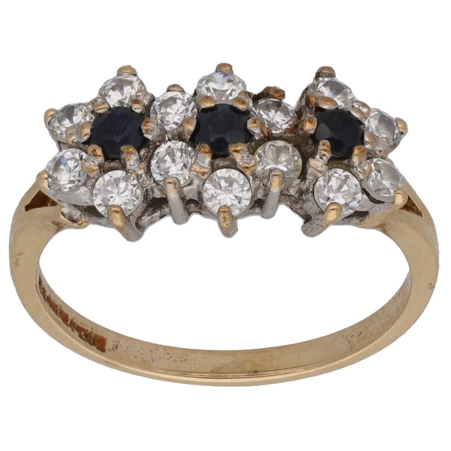 9ct Gold Sapphire & Cubic Zirconia Dress/Cocktail Ring Size N