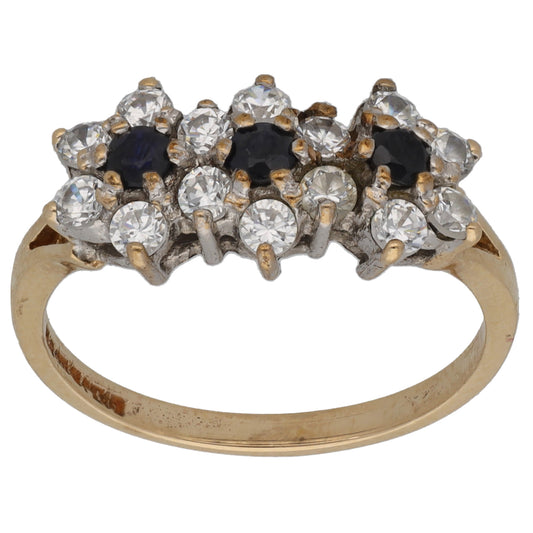 9ct Gold Sapphire & Cubic Zirconia Dress/Cocktail Ring Size N