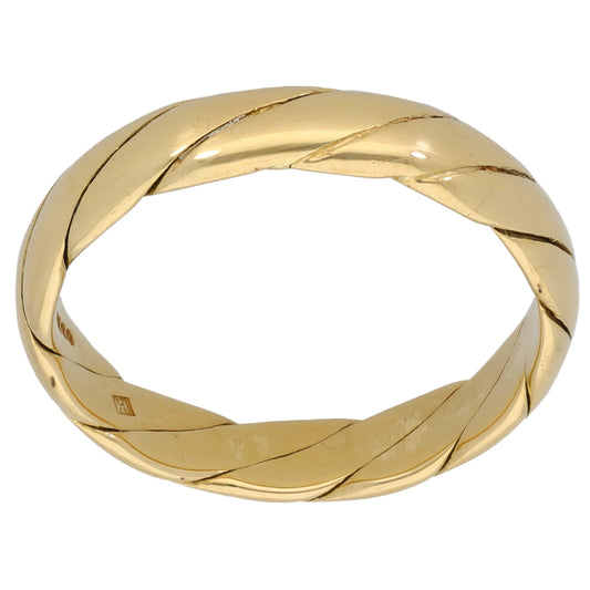 18ct Gold Patterned Wedding Ring Size S