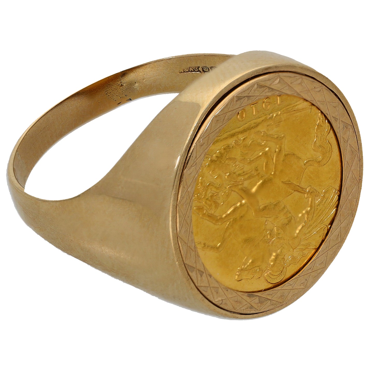 9ct Gold Half Sovereign Coin Ring Size Z+1